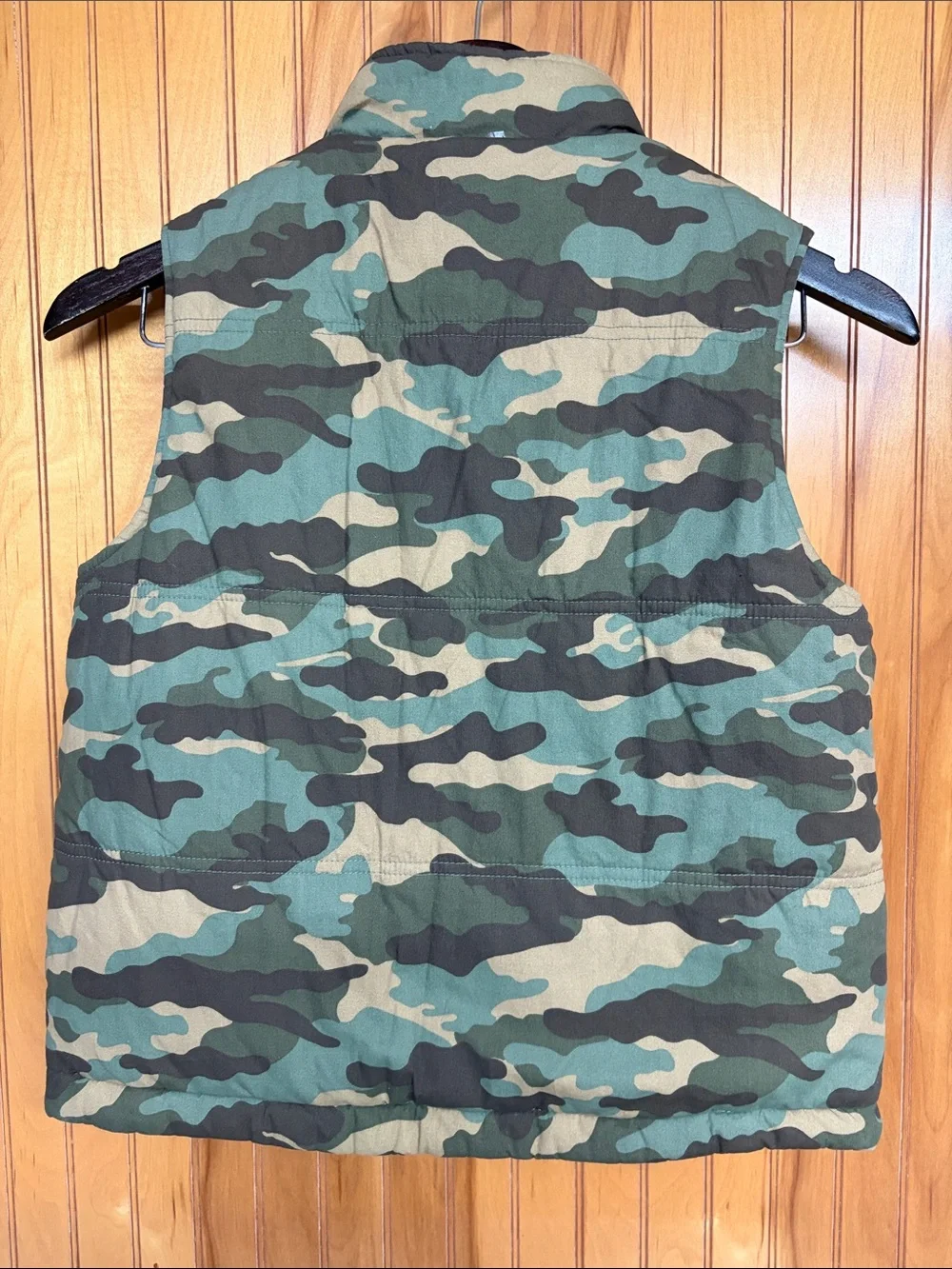 OshKosh Bgosh Reversible Corduroy Camo Puffer Vest Western Yoke Retro Kids Sz 8